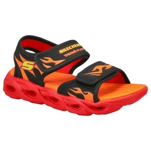 Kids Skechers Thermo Flash Heat Tide Black Red Shoes Boys Sneakers - Picture 1 of 6