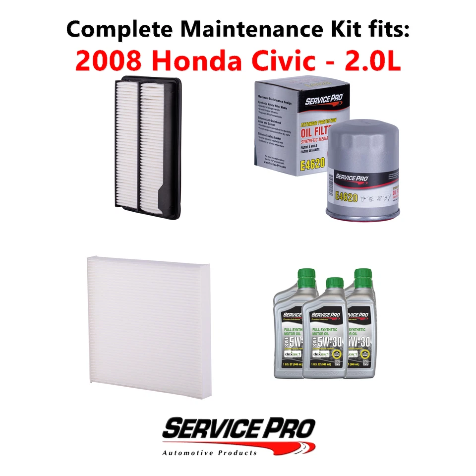 2008 Honda Civic 2.0L Complete Oil, Air & Cabin Filter Kit (5W-30) - Imagem 1 de 4