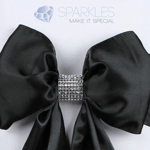 300 Rhinestone Bow Covers - 8 Row - silver wedding chair sash napkin rings - Picture 1 of 5