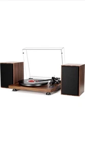 HiFi Turntable Bluetooth USB, Record Player with Speaker, Dual Compact Brown - Picture 1 of 3