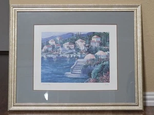Vintage Oil Painting Framed Harbor Villas 31"x 25" - Picture 1 of 1