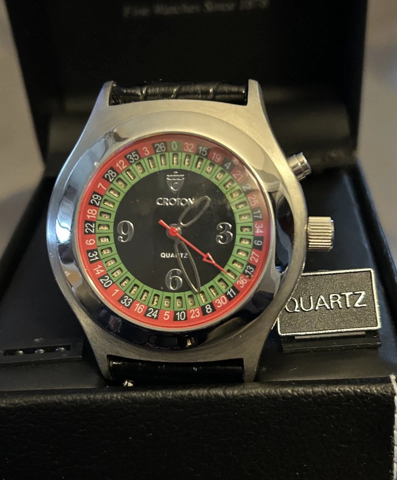 Reloj de cuarzo 45 mm casino-ruleta esfera, tono plateado para hombre baterías nuevas funcionando Foto 1 de 1