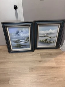 Pair of Vintage Seascape Oil Paintings Signed J. Bounds & Hinrichs Coastal Decor - Picture 1 of 16