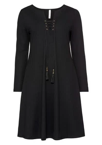 Sheego Damen Jerseykleid Damenkleid Freizeit Mode Fashion Kleid Schwarz 117476 - Bild 1 von 11