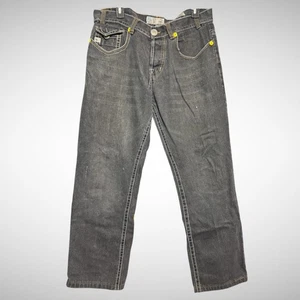 Mek Denim Pants Mens 34 X 34 Solid Black Y2k skater biker - Picture 1 of 10