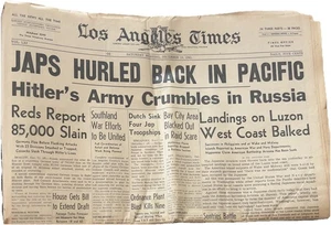 Rare Authentic 1941 December 13 Los Angeles Times Newspaper WWII 16pgs - Picture 1 of 7