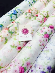 £5.99 Vintage Blumenmuster Shabby Chic bedruckter Stoff 100 % Baumwolle Popeline 44" breit M530 - Bild 1 von 21