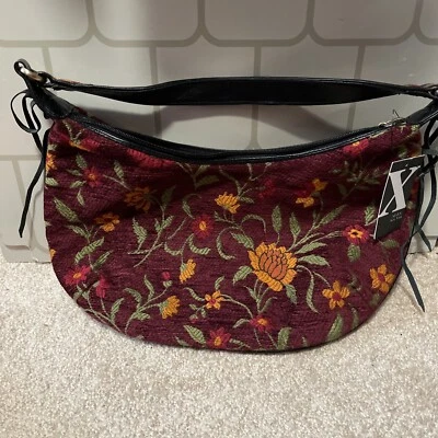 Maxx New York Handbag Embroidery Style Fabric 11x15" Purse Tote  - Image 1 of 4