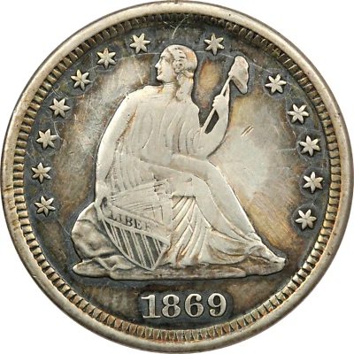 1869-S Seated Liberty Quarter 25C, Very Fine VF+, Tooled Obverse - Image 1 of 2