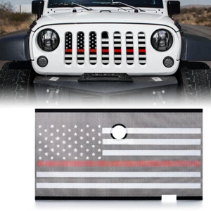 Inserto de rejilla de malla de aluminio bandera americana con orificio de bloqueo para Jeep Wrangler JK 07-18 - Imagen 1 de 7