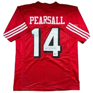 CAMISETA ROJA RETRO FIRMADA POR RICKY PEARSALL AUTOGRAFIADA ESTILO PROFESIONAL 49ERS CERTIFICADO DE AUTENTICIDAD BAJO - Imagen 1 de 1