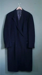 Beautiful Giorgio Armani Men's Long Dark Blue Double Breasted Vintage Wool Coat - Picture 1 of 9