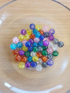 100 x Bunte Crackle Glasperlen zum Basteln/Schmuckherstellung Glas Rund ♥ Ø 6mm - Bild 1 von 2