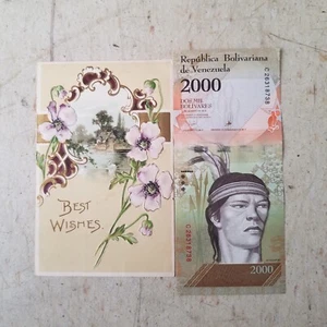 Best Wishes ~ Floral 1939 Embossed German Greetings Postcard free Foreign money - Picture 1 of 4