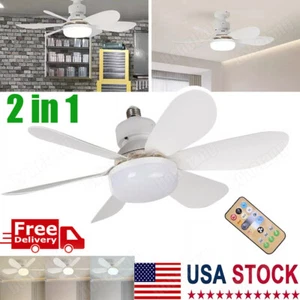Large Ceiling Fan E27 Socket Fan 30W with Dimmable LED Light Remote Controller - Picture 1 of 10