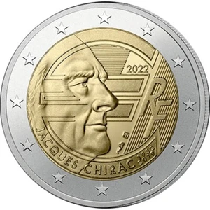 France - 2 Euro Commemorative 2022 Jacques Chirac UNC - FREE SHIPPING - Picture 1 of 3
