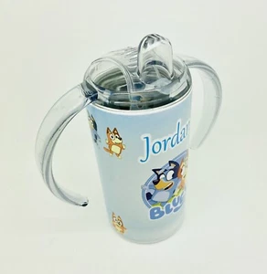 Bluey Sippy Cup 12oz Personalised Kids Water Bottle Drink Sports Baby Tumbler - Picture 1 of 9