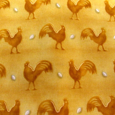 Marcus Brothers Chicken Hen Eggs Mustard Yellow on Yellow Cotton Fabric BTY - Image 1 of 4