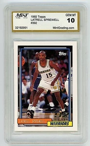 1992-93 Topps - Latrell Sprewell #392 (RC) WARRIORS MINT 10 - Picture 1 of 2