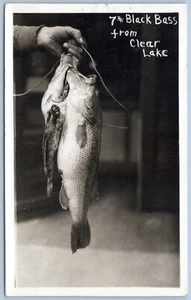Postcard RPPC Clearlake Highlands CA Clear Lake 7lb Black Bass Lake Co DPO OS10 - Picture 1 of 2