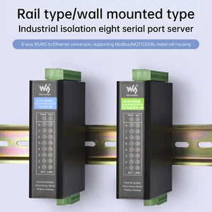 Industrial Isolated Serial Port Module Eight-Way RS485 to RJ45 Ethernet Gateway - Afbeelding 1 van 15