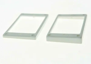 Set of 2 Flat Bottom White Humbucker Pickup Rings Guitar Bridge Neck Frame SG LP - Picture 1 of 6