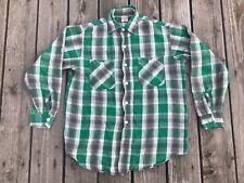 Vintage 1960’s-70’s BIG MAC Penneys Sanforized Green Plaid Flannel LS Work Shirt