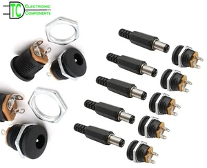DC022 12V 3A 5.5x2.1mm DC Power socket and Plugs Screw Nut Panel Mount - Picture 1 of 11