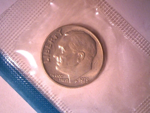 1979 10c Roosevelt Dime Uncirculated In Original Mint Cello "Free Shipping" Cover