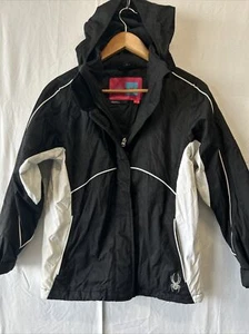Spyder Kids Heavy Black White Hooded Jacket Ski Size 12 - Picture 1 of 8