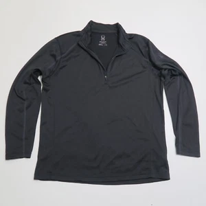 Spyder Mock Baselayer Top 1/4 Zip Pullover Mens XL Black Long Sleeve Lightweight - Picture 1 of 12