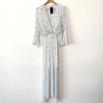 Новый с Ярлыками Nasty Gal ретро и силиконовый Dot ваш номер пятнистый макси платье белый женщин Med - Изображение 1 из 4