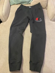 Mens Champion Tech Fleece Black Joggers Sweatpants Medium - Picture 1 of 1