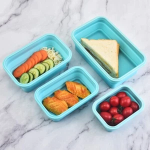 Foldable Silicone Collapsible Folding Storage Lunch Boxes Silicone Food Bowl UK - Picture 1 of 14