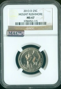 2013-D Mount Rushmore Parks Quarter NGC MS67 MAC Qualität  - Bild 1 von 2
