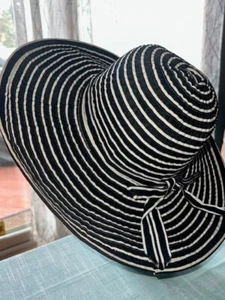 Cappelli Women’s Black and White Large Big Brim Sun Hat - One Size - Picture 1 of 8