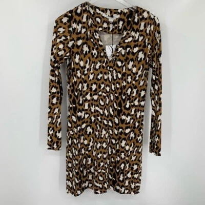 DVF Diane von Furstenberg Reina Spotted cat camel tunic dress leopard silk new 4 - Image 1 of 4