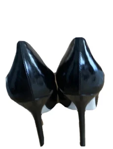 Sergio Rossi Elegant Black t Leather Toe Stiletto Heels Pumps Size 37. 5 - Picture 1 of 4