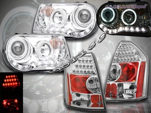 05-07 CHRYSLER 300C SRT8 PROJECTOR HEADLIGHTS CHROME CCFL HALO & LED TAIL LIGHTS - Picture 1 of 4