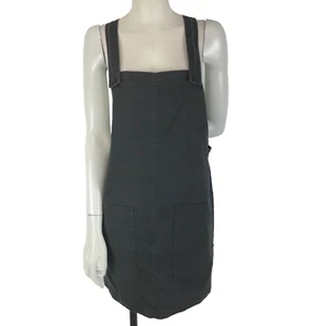 Fox Dress Grey Size M 8 10 Pinafore Dungaree Button Straps Pockets Casual Women' - Picture 1 of 14