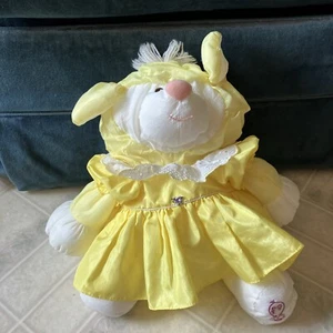 Fisher Price 1986 Puffalump Yellow Dress Puppy Dog Lace Dress Plush Toy - Picture 1 of 7
