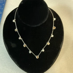 Silver Toned Amber & Clear Glass Accent Charms 16” Fashion Necklace GnuFashion - Picture 1 of 18