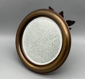 Vanity Mirror Round Beveled Glass Bronze Tone Metal Frame and Tree Branch Stand - Picture 1 of 8