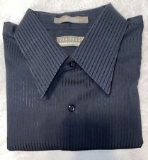 Van Heusen Dress Shirt 16 34/36 Large Button Down Black Stripes Wrinkle Free