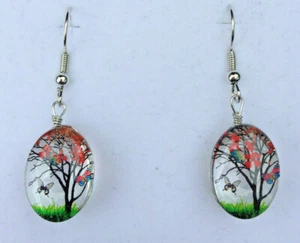 Real Dried Flower Blossom Butterfly Drop/Dangle Earrings - Picture 1 of 6