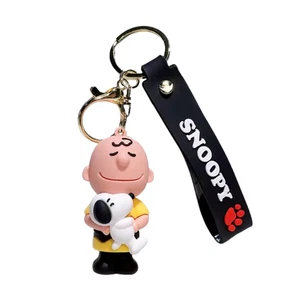 New Charlie Brown Snoopy Peanuts Purse Key Fob 3D Charm Pendant Clip KeyChain - Picture 1 of 2