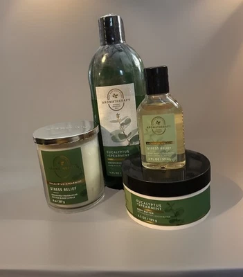 Bath & BodyWorks Eucalyptus Spearmint Bath Set 🆕 Candle Shampoo Cream Wash - Image 1 of 2