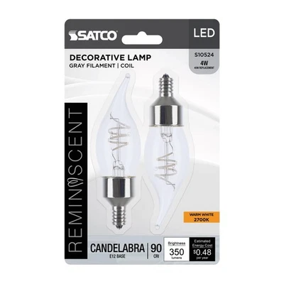 Satco S10524 - 4 Watt LED CA11 Coil Light Bulbs - 2700K (2, 4, 12 or 48 Bulbs) - Image 1 of 4