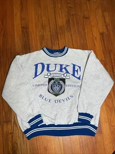 Felpa girocollo vintage anni 90 Duke University Blue Devils blu L righe blu - Foto 1 di 7