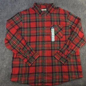 New Magellan Flannel Shirt 2XL Red Plaid Button Down Cotton Pocket - Picture 1 of 5